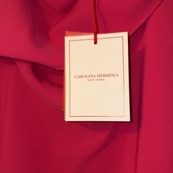 Carolina Herrera Square Neck Trumpet Midi Dress With Cap Sleeves NWT 10 $1890 - Picture 7 of 8